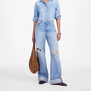 Madewell Light Blue Wide Leg Jeans with Button Fly